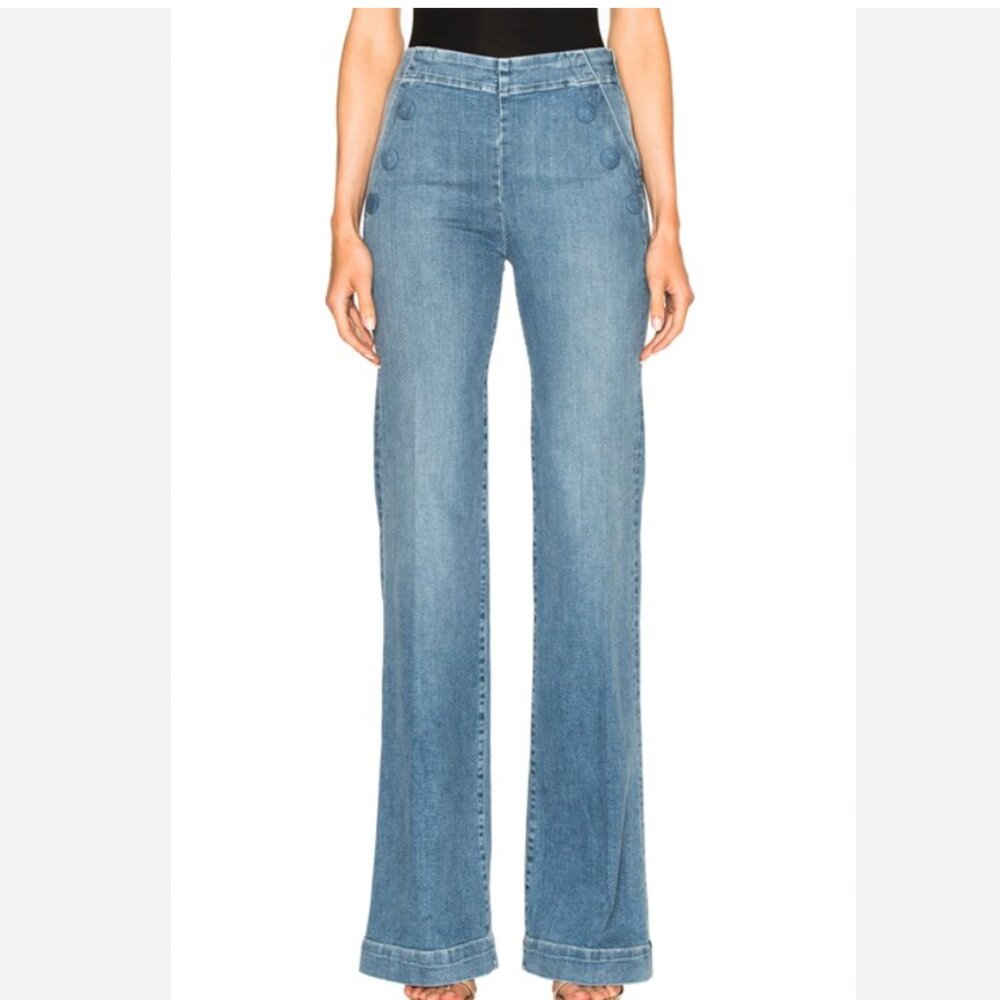 Frame Denim Le Capri Button Sailor  Wide Leg Jeans 27